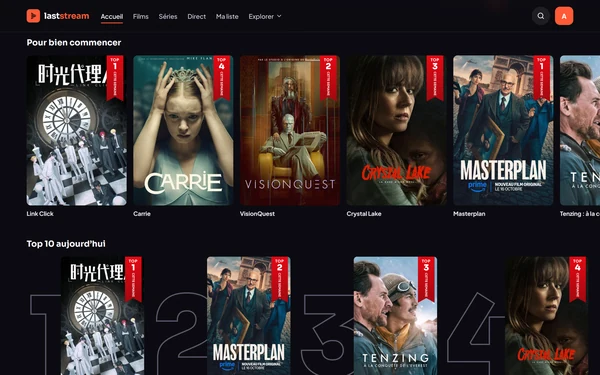 Rangées d'affiches avec le Top 10 du jour.