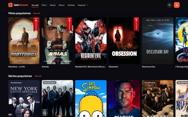 Rangées de films dans Laststream.